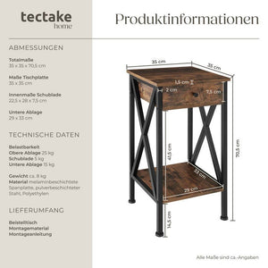 Beistelltisch Dayton Industrial Holz dunkel, rustikal