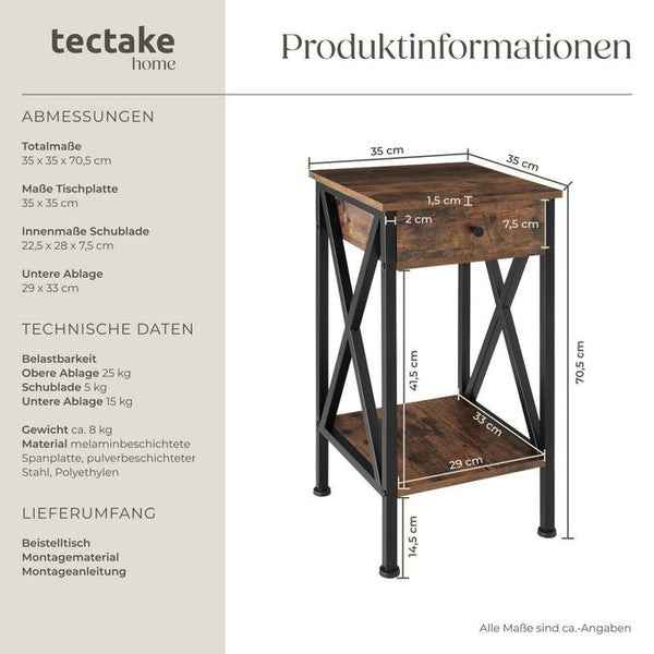 Beistelltisch Dayton Industrial Holz dunkel, rustikal