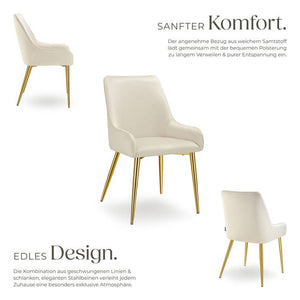 Polsterstuhl Avane, Samtoptik, Belastbarkeit 120 kg beige 4er Set