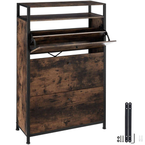 Schuhschrank Buffalo Industrial Holz dunkel, rustikal 81 cm