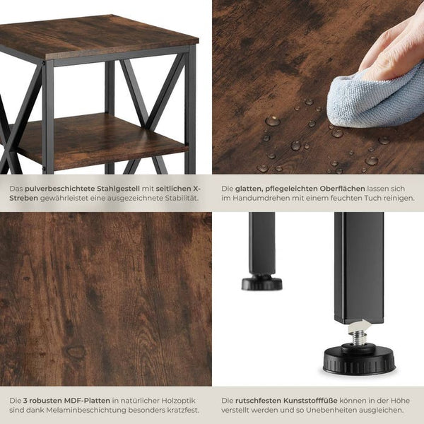 Beistelltisch Nottingham Industrial Holz dunkel, rustikal