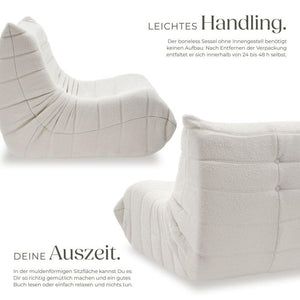 Relaxsessel Logo Premiumschaumstoff Bouclé creme