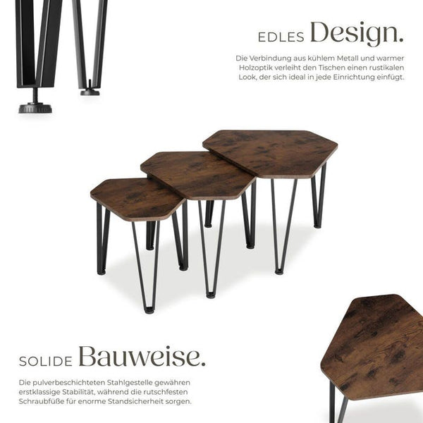 Beistelltisch-Set Torquay Industrial Holz dunkel, rustikal