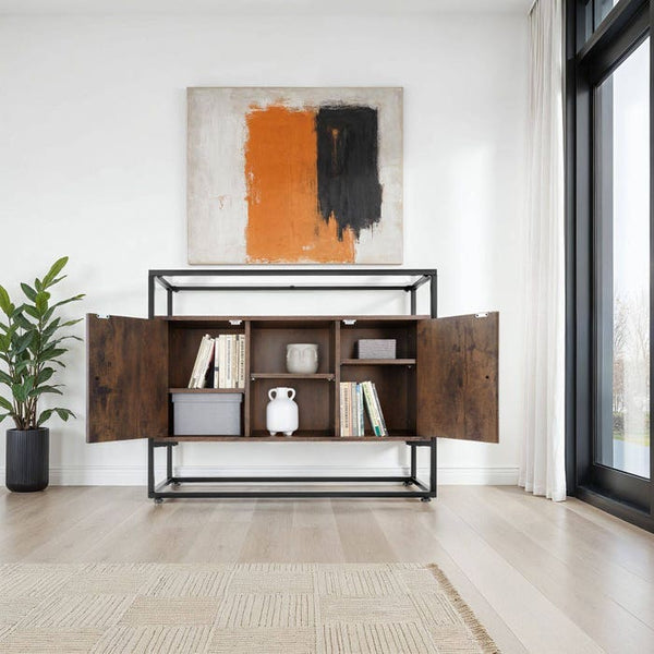 Sideboard Oldham 100x38x80,5cm Industrial dunkelbraun