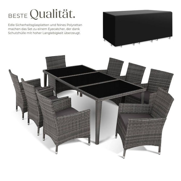 Aluminium Rattan Sitzgruppe Menorca grau