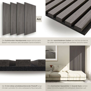 Sonic Wall Holzoptik in Eiche hellgrau 4er Set Eiche hellgrau 4er Set