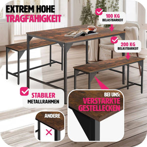 Sitzgruppe Bolton Industrial Holz dunkel, rustikal