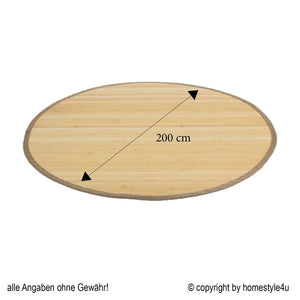 Bambusmatte Bambusteppich 200 cm rund natur