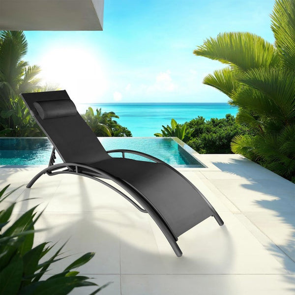 2 Gartenliegen aus Aluminium, schwarz