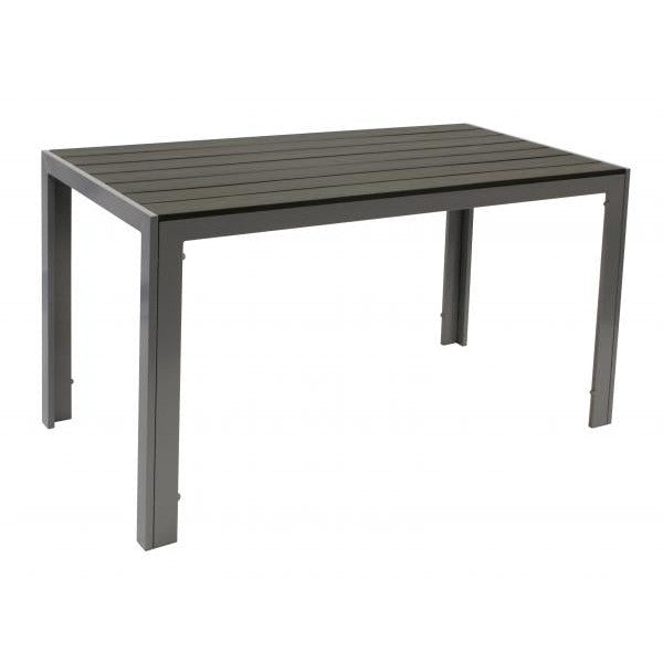 Garnitur Sitzgruppe SORANO 5-teilig mit Tisch 70x125cm, Aluminium + Polywood + Kunstgewebe schwarz