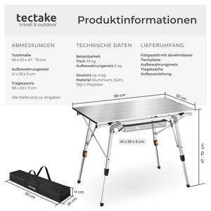 Campingtisch Tina silber