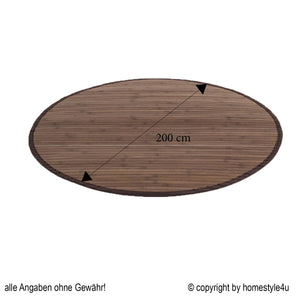 Bambusmatte 200 cm rund dunkelbraun Bambusteppich Teppich
