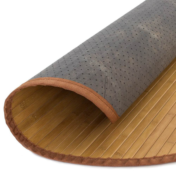 Bambusteppich Teppich 200 cm rund Bambus Bambusmatte braun