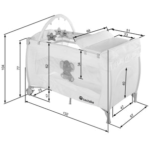 Kinderreisebett Elefant + Wickelauflage braun