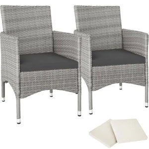2er Set Rattanstuhl Nantes hellgrau/creme