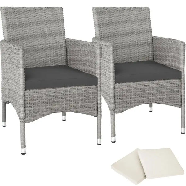 2er Set Rattanstuhl Nantes hellgrau/creme