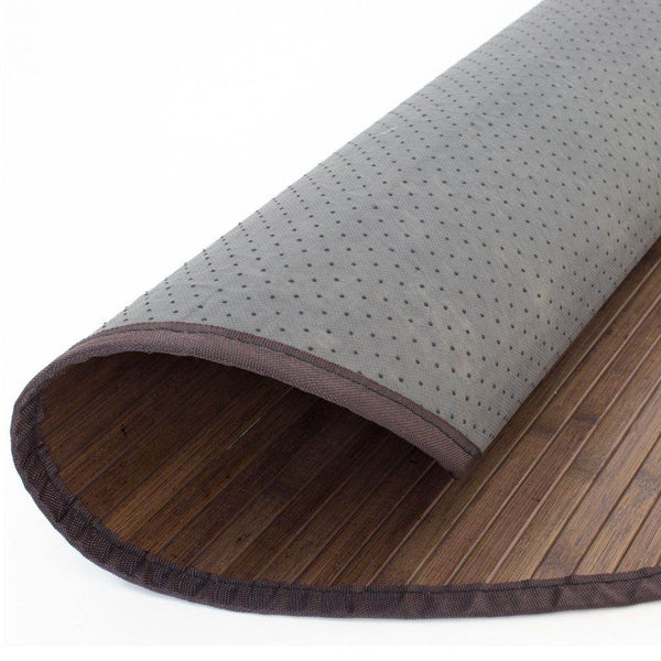 Bambusmatte 200 cm rund dunkelbraun Bambusteppich Teppich