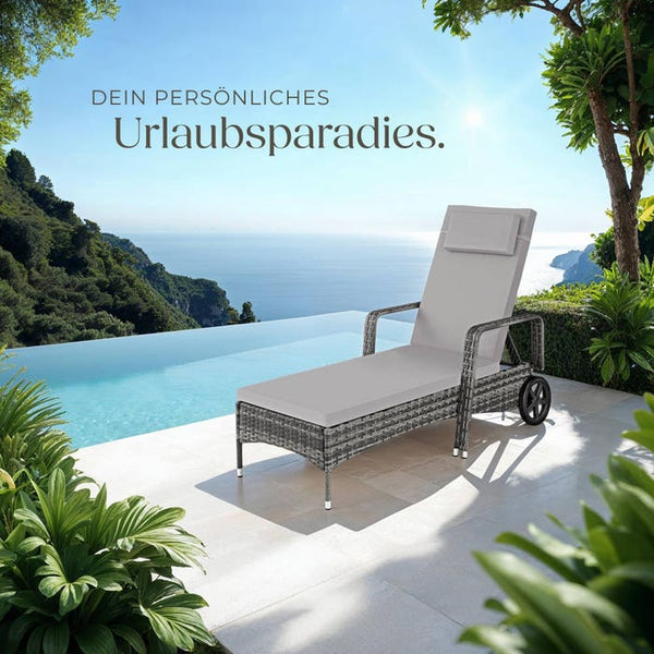 Rattan Sonnenliege grau/hellgrau