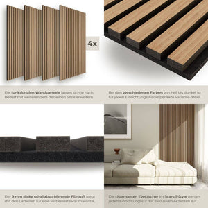 Sonic Wall Holzoptik in Eiche 4er Set Eiche 4er Set