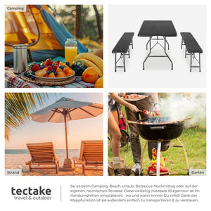 Campingtischgarnitur klappbar schwarz-Rattanoptik
