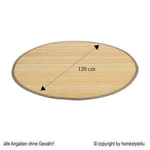 Bambusmatte Bambusteppich 120 cm rund natur Bambus Teppich