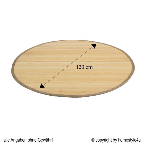 Bambusmatte Bambusteppich 120 cm rund natur Bambus Teppich