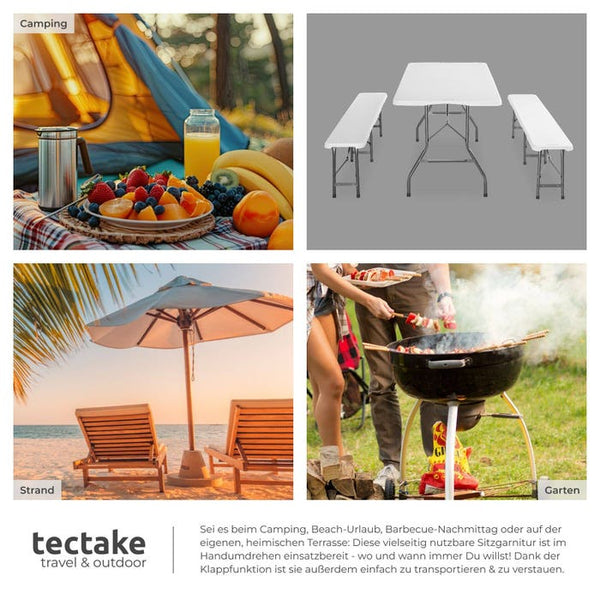 Campingtischgarnitur klappbar weiss