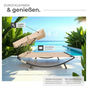 Gartenliege für 2 Personen schwarz/beige