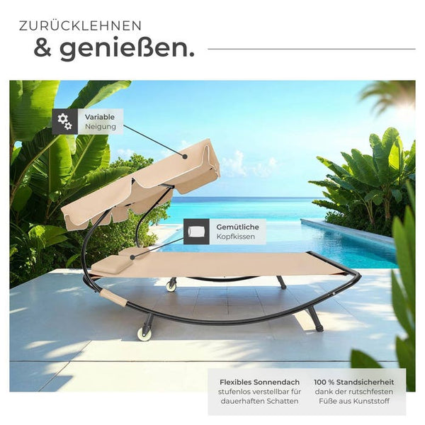 Gartenliege für 2 Personen schwarz/beige