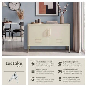 Sideboard Baker Metall mit Magnetverschluss creme 100 x 42,5 x 65 cm