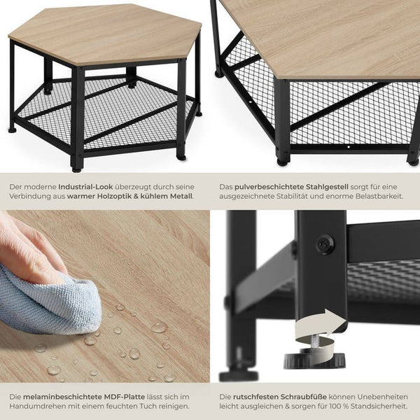 Couchtisch Norwich Industrial Holz hell, Eiche Sonoma