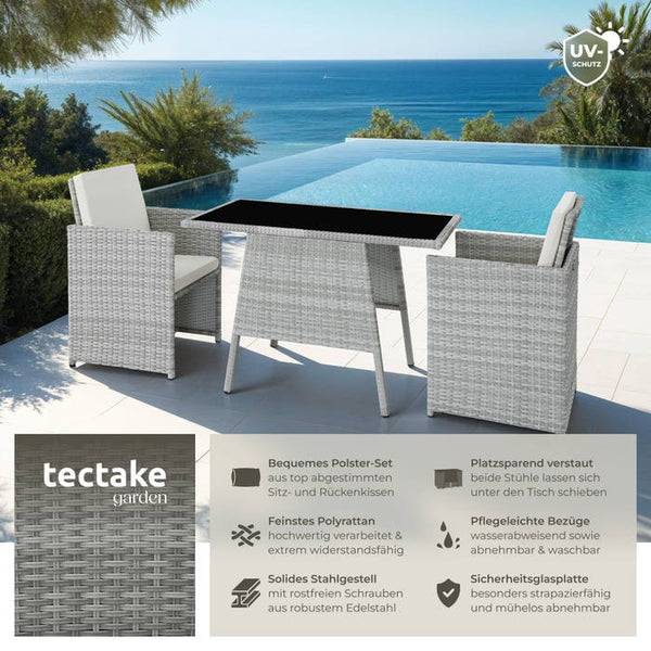 Rattan Sitzgruppe Lausanne hellgrau