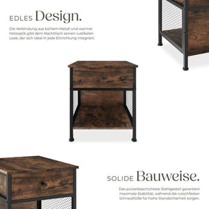 Nachttisch Killarney Industrial Holz dunkel, rustikal