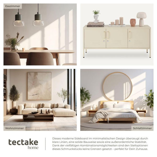 Sideboard Baker Metall abschliessbar beige 120 x 37,5 x 55,5 cm