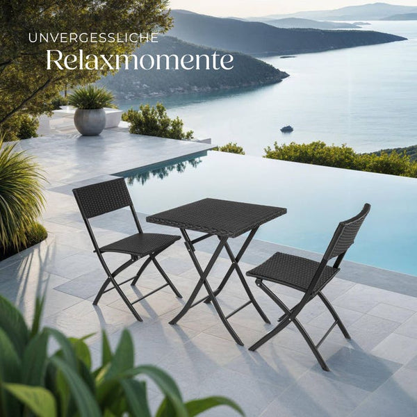 Rattan Balkonset Trevi, schwarz