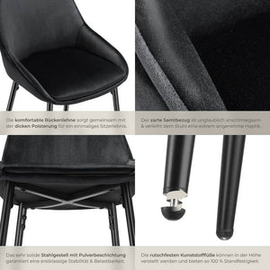 Thekenstuhl Siera Samtoptik schwarz/schwarz 4er Set