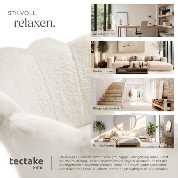 Sessel Stella Kunstfell creme/gold