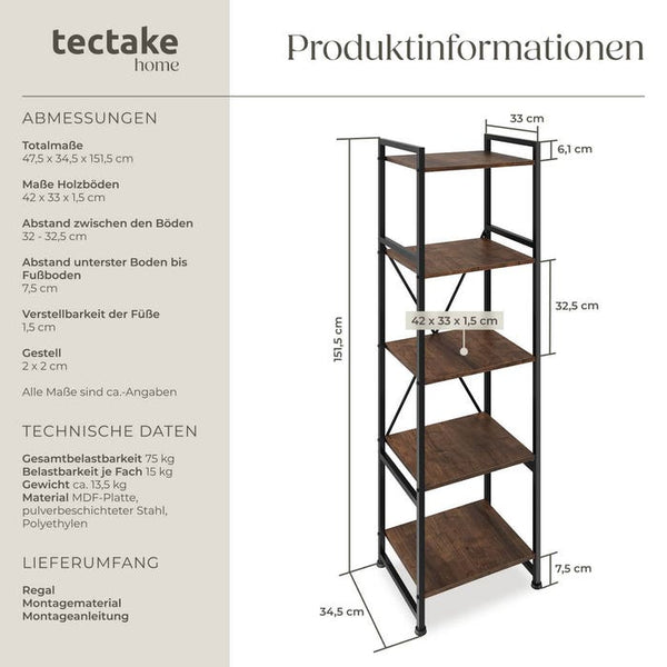 Regal Manchester Industrial Holz dunkel, rustikal