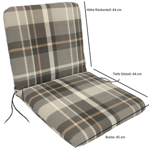 Auflage SEATTLE für Sessel grau/beige kariert