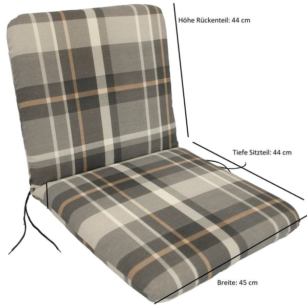 Auflage SEATTLE für Sessel grau/beige kariert