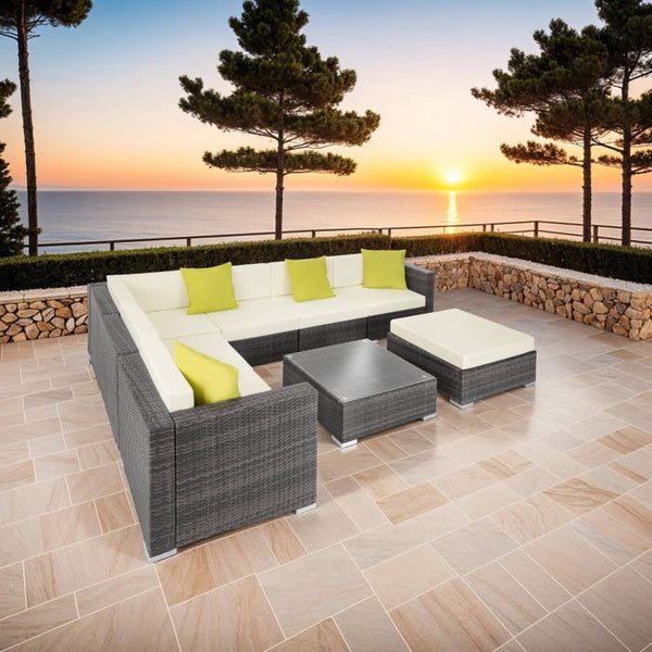 Rattan Loungeset Marbella - grau