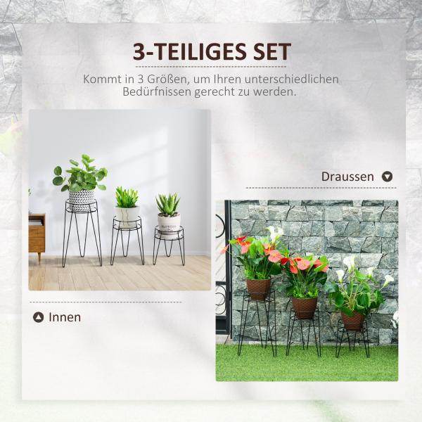 Blumenständer 3er Set aus Metall Pflanzenständer Set