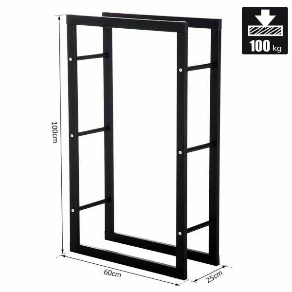 Kaminholzregal Kaminholzständer 100kg Stahl Schwarz