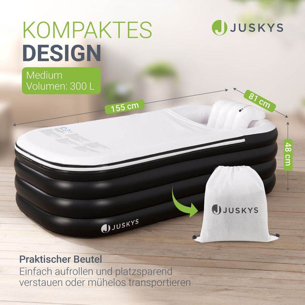 Aufblasbare Badewanne Faltbare Wanne – mit Luftpumpe, Abdeckung und Rückenlehne