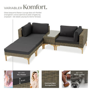 Rattan Lounge mit Aluminiumgestell Bellaria natur