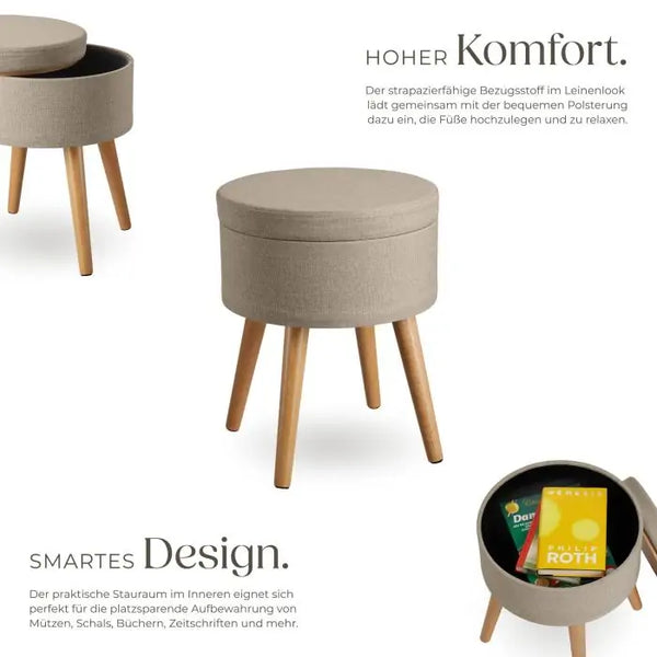 Sitzhocker mit Stauraum Yara Sand