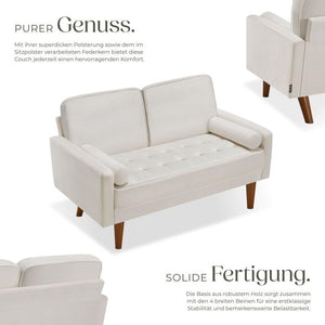 Sofa Skagen 2-Sitzer mit Federkern Samtoptik creme