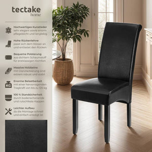 2 chaises de salle à manger avec assise ergonomique, noires