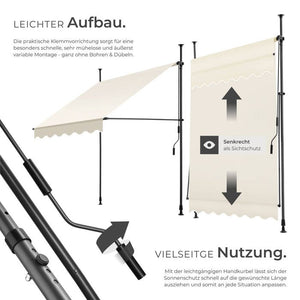 Klemmmarkise beige 150 x 180 cm