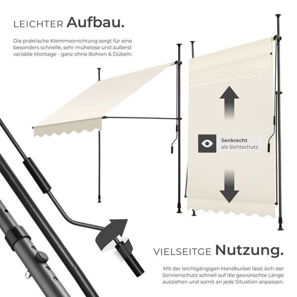 Klemmmarkise beige 150 x 180 cm